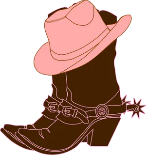 Cowgirl Bootsand Hat Illustration PNG Image