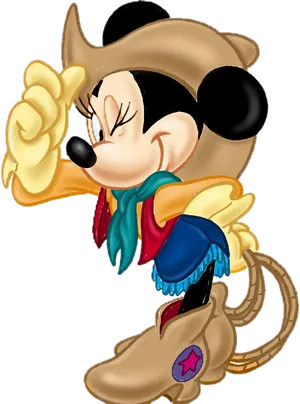 Cowgirl Minnie Mouse Pointing PNG Image