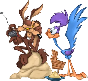 Coyoteand Roadrunner Standoff PNG Image