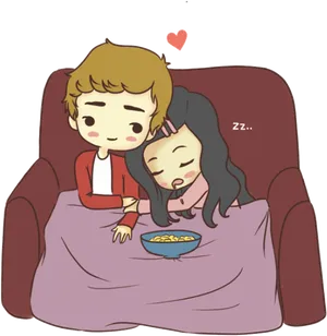 Cozy Couple Couch Cuddle.png PNG Image