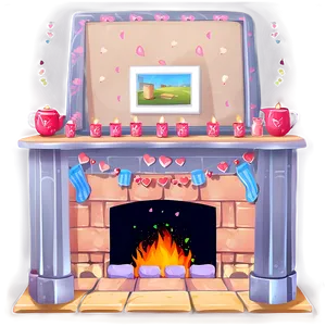 Cozy Valentine's Day Fireplace Png 34 PNG Image