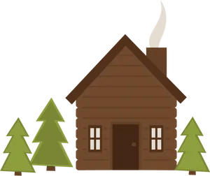 Cozy Wooden Cabin Illustration PNG Image