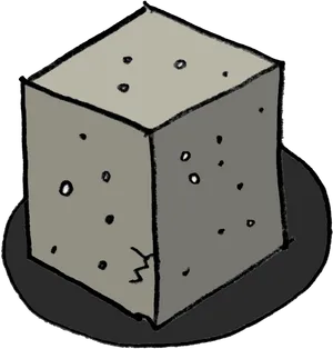 Cracked Concrete Cube Illustration PNG Image