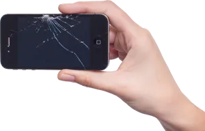 Cracked Screen Smartphone In Hand PNG Image