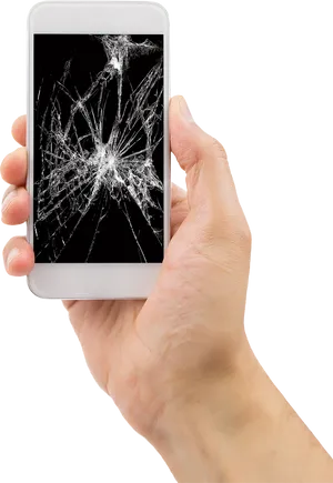 Cracked Screen Smartphonein Hand PNG Image