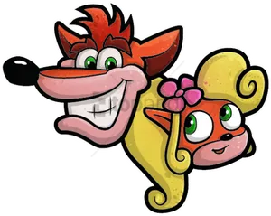 Crash_and_ Coco_ Cartoon_ Style PNG Image