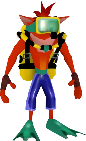 Crash Bandicoot Character Scuba Gear PNG Image