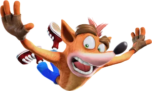 Crash Bandicoot Jumping Action PNG Image