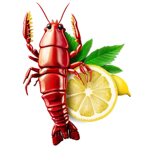 Crawfish With Lemon Slices Png Pwl52 PNG Image