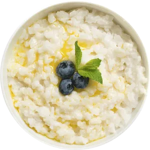 Creamy Oatmealwith Blueberriesand Mint PNG Image