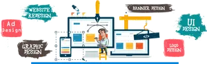 Creative Design Process Illustration PNG