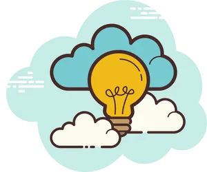 Creative Idea Cloud Lightbulb Illustration PNG