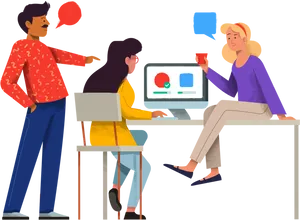 Creative Team Discussion Illustration PNG Image