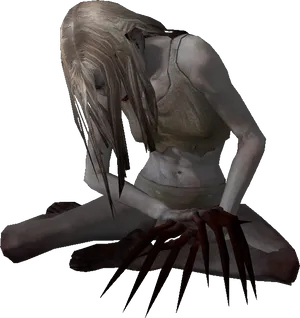 Creepy Female Figurewith Claws PNG Image