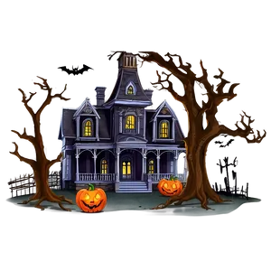 Creepy Halloween Cartoon Mansion Png Urw PNG Image