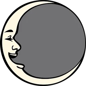 Crescent Moon Face Graphic PNG Image