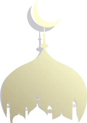 Crescent Moon Over Mosque Silhouette PNG Image