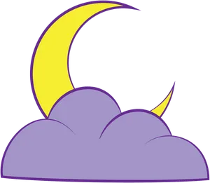 Crescent Moonand Clouds Vector PNG Image