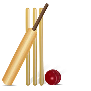 Cricket Bat Ball Stumps Illustration PNG Image