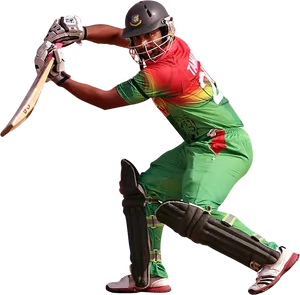 Cricket Batsman Action Shot PNG Image