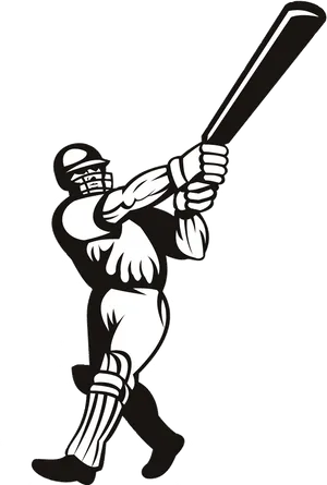 Cricket Batsman Action Silhouette PNG Image