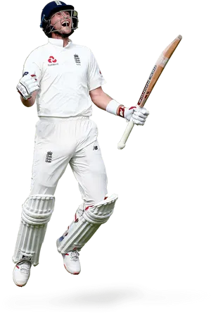 Cricket Batsman Celebration Isolated Background PNG Image