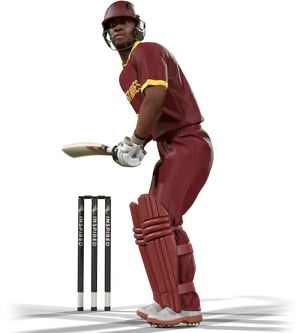 Cricket Batsman Ready For Action PNG Image