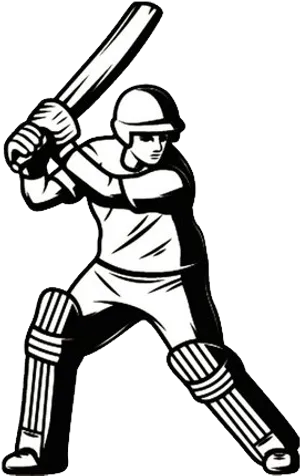 Cricket Batsman Ready Position Vector PNG Image