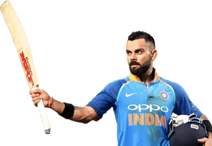 Cricket_ Player_in_ Blue_ India_ Kit PNG Image