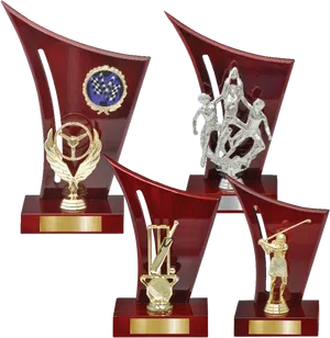 Cricket Trophies Collection PNG Image