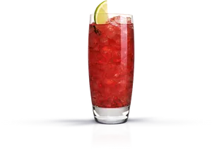 Crimson Cocktailwith Lime Garnish PNG Image