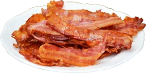 Crispy Bacon Sliceson Plate PNG Image