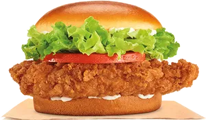 Crispy Chicken Burger Delicious Fast Food PNG Image