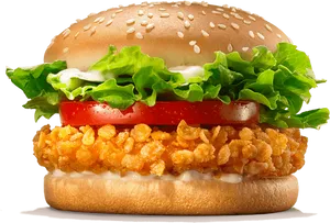 Crispy Chicken Burger PNG Image