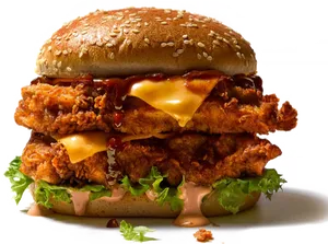 Crispy Chicken Cheeseburger Deluxe.png PNG Image