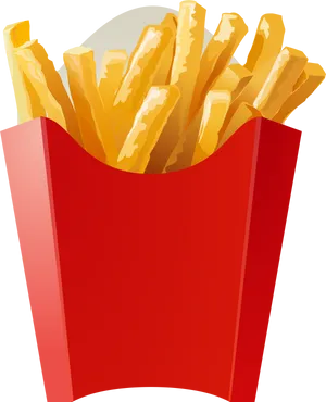 Crispy French Friesin Red Carton PNG Image