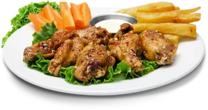 Crispy Fried Chicken Wings Plate PNG Image