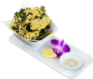 Crispy Kale Chips Appetizer PNG Image