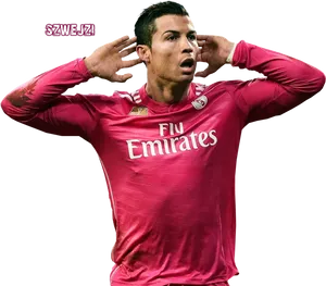 Cristiano Ronaldo Celebration Pink Jersey PNG Image