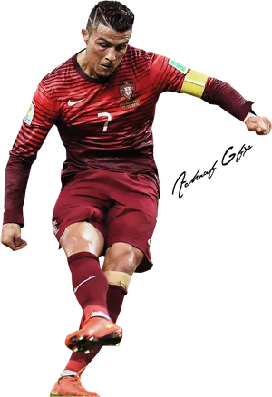 Cristiano Ronaldo Portugal Action Shot PNG Image