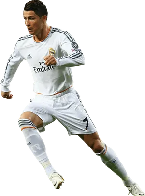 Cristiano Ronaldo Real Madrid Action Shot PNG Image