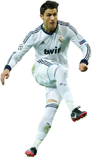 Cristiano Ronaldo Real Madrid Action Shot PNG Image