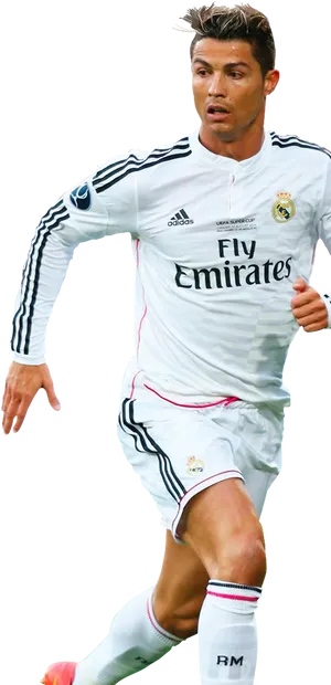 Cristiano Ronaldo Real Madrid Action Shot PNG Image