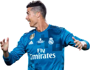 Cristiano Ronaldo Real Madrid Blue Kit PNG Image