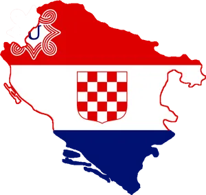 Croatia Flag Map Outline PNG Image