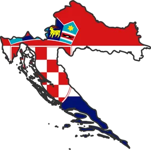 Croatia Map Flag Graphic PNG Image