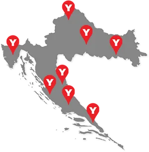 Croatia Mapwith Pins PNG Image