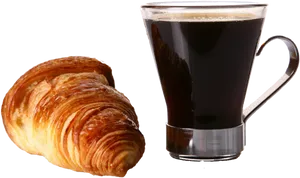 Croissantand Coffee Transparent Background PNG Image