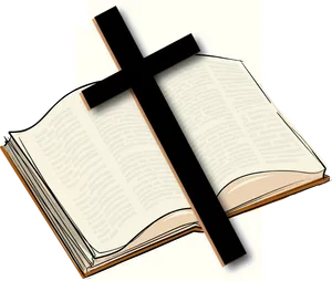 Cross_and_ Open_ Bible_ Illustration PNG Image