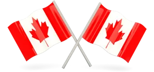 Crossed Canadian Flags PNG Image